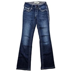 Ariat Jeans Women's 25R Blue Denim Real Marine Midrise Boot Entwined